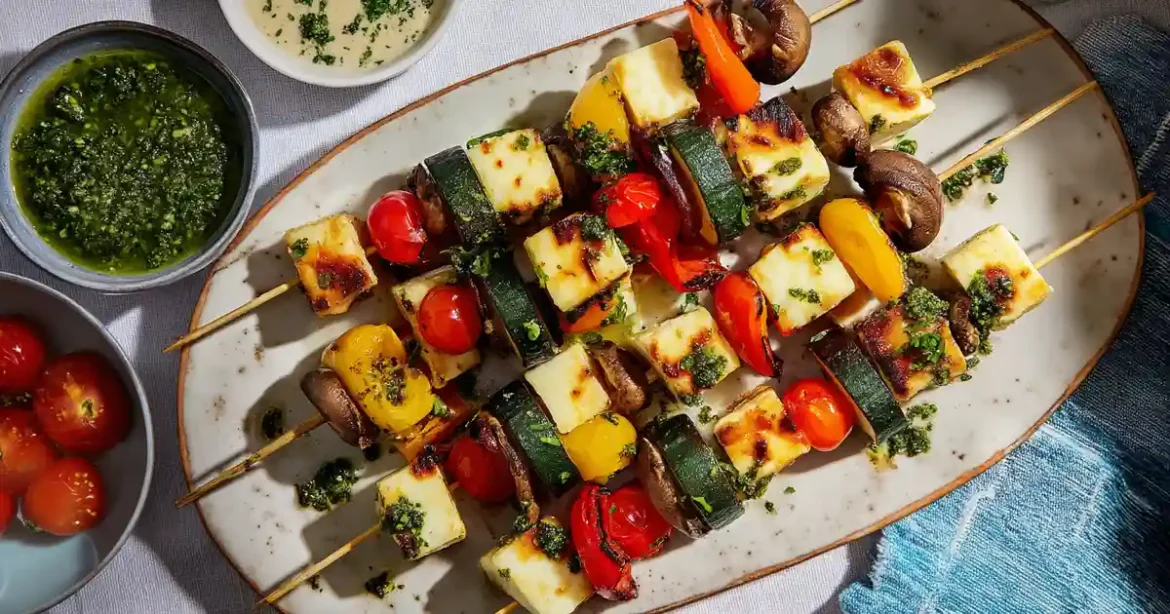 Brochettes De Halloumi Et Légumes Au Airfryer