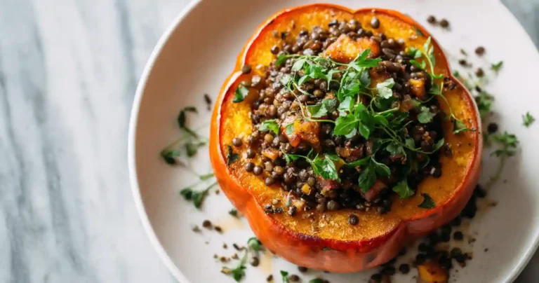 Potimarron Farci Aux Lentilles Et Saucisse De Montbéliard Au Airfryer